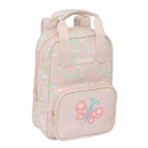 safta mariposa mochila infantil bolsillo frontal tarjeta id hombreras acolchadas asa forrada 4.5l 200x80x280mm color rosa pastel