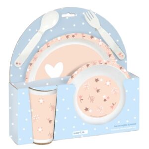 safta flores set de menaje infantil pvc sin bpa 260x90x260mm color rosa pastel