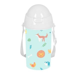 safta pandi botella de 500ml pvc sin bpa pajita interior 73x73x195mm color azul claro