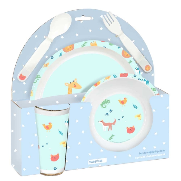 safta pandi set de menaje infantil pvc sin bpa 260x90x260mm color azul claro