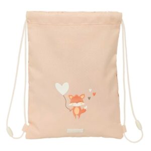 safta flores saco plano bolsillo con cremallera cierre con cordones 3l 260x10x340mm color melocoton