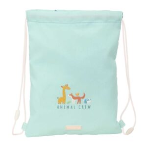 safta pandi saco plano bolsillo con cremallera cierre con cordones 3l 260x10x340mm color menta