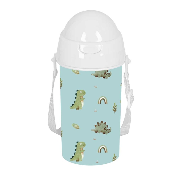 safta dinos botella de 500ml pvc sin bpa pajita interior 73x73x195mm color menta