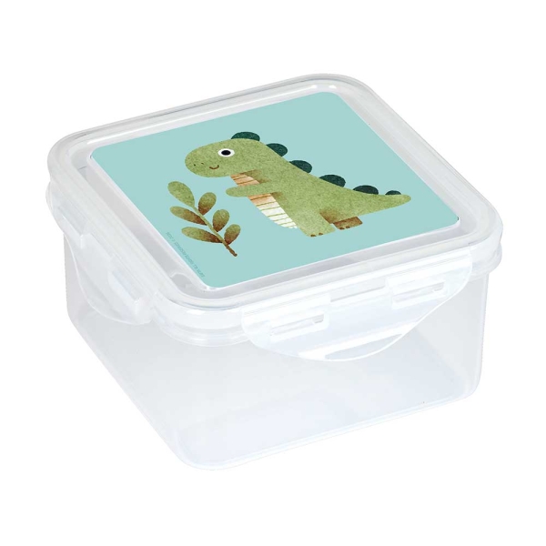 safta dinos fiambrera de 1.27l pvc sin bpa cierre hermetico a presion 130x130x75mm color transparente