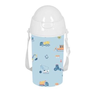 safta gruas botella de 500ml pvc sin bpa pajita interior 73x73x195mm color azul claro