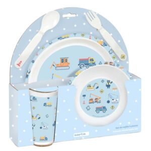 safta gruas set de menaje infantil pvc sin bpa 260x90x260mm color azul claro