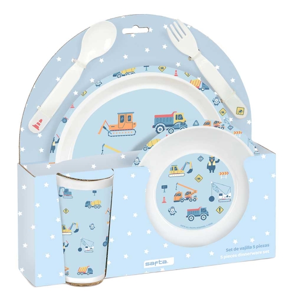 safta gruas set de menaje infantil pvc sin bpa 260x90x260mm color azul claro