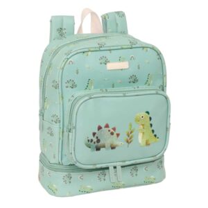 safta dinos mochila guarderia isotermica tarjeta de identificacion compartimento termo asa de mano superior 7.25l 220x100x270mm color menta