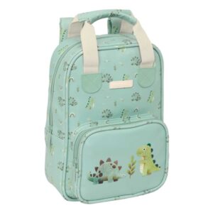 safta dinos mochila infantil bolsillo frontal tarjeta id hombreras acolchadas asa forrada 4.5l 200x80x280mm color menta