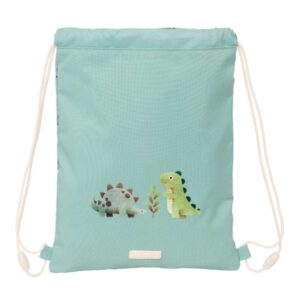 safta dinos saco plano bolsillo con cremallera cierre con cordones material duradero 3l 260x10x340mm color menta