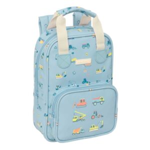safta gruas mochila infantil bolsillo frontal tarjeta id hombreras acolchadas asa forrada 4.50l 200x80x280mm color azul claro