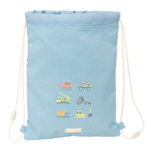 safta gruas saco plano bolsillo con cremallera cierre con cordones 3l seguridad garantizada 260x10x340mm color azul claro