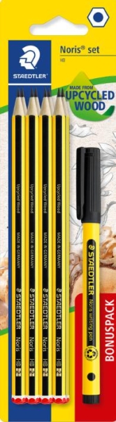staedtler noris 120 pack con 8 lapices de grafito hexagonales hb + 1 fineliner noris writing pen 307 negro resistencia a la rotura madera de bosques sostenibles