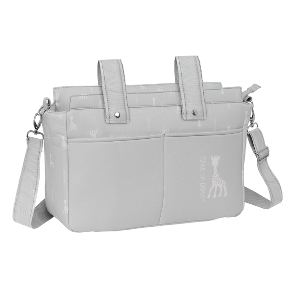safta sophie la girafe mum bolso de 17.94l adaptable al carrito cremallera bolsillos frontales organizador interior bandolera ajustable 460x150x260mm color gris claro