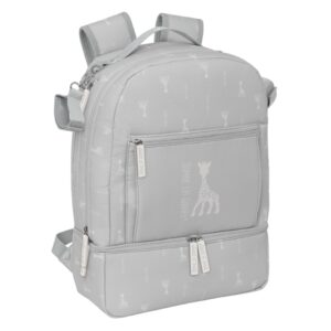 safta sophie la girafe mum mochila para carrito bebe de 19.4l bolsillos internos cremallera doble facil bolsillo termo bolsillo lateral 300x150x430mm color gris claro