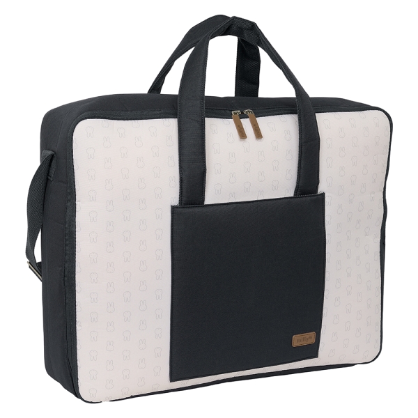 safta miffy mum moon maleta de bebe de 28l cremallera doble bolsillo frontal bolsillos internos interior acolchado bandolera ajustable asas de mano 500x140x400mm color blanco y negro