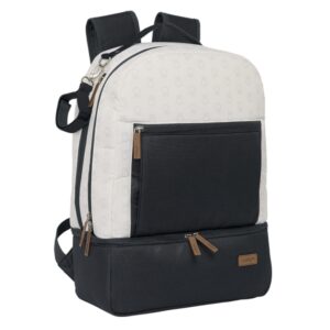 safta miffy mum moon mochila para carrito bebe de 19.4l compartimento amplio cremallera doble bolsillo frontal bolsillo termo bolsillo lateral 300x150x430mm color blanco y negro
