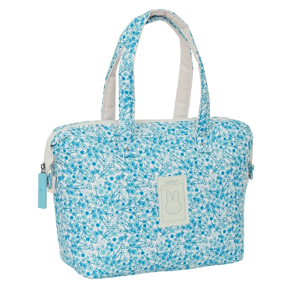 safta miffy mum garden bolso de 8.26l compartimento con cremallera bolsillo frontal interior forrado asas de mano 270x125x245mm color azul claro