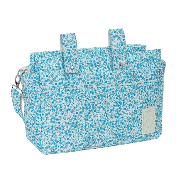safta miffy mum garden bolso de 17.94l adaptable al carrito con velcro bolsillos frontales dos bolsillos traseros cremallera bandolera ajustable 460x150x260mm color azul claro