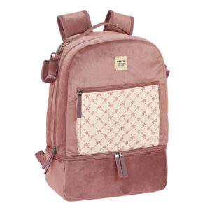 safta marsala mochila para carrito bebe de 19.4l cierre con doble tirador bolsillo frontal con cremallera bolsillo termo bolsillo lateral para biberon 300x150x430mm color rosa