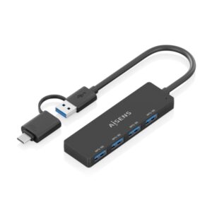 aisens hub usb 3.1 usb a/usb c 4xusb a 15cm color negro