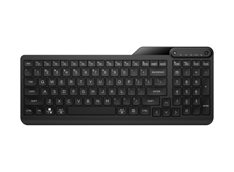 hp 475 teclado inalambrico dual‑mode bluetooth 5.3 + 2.4ghz teclas concavas de perfil bajo hasta 12 teclas programables conecta hasta 8 dispositivos con hp unifying o 3 via bluetooth resistente a derrames color negro