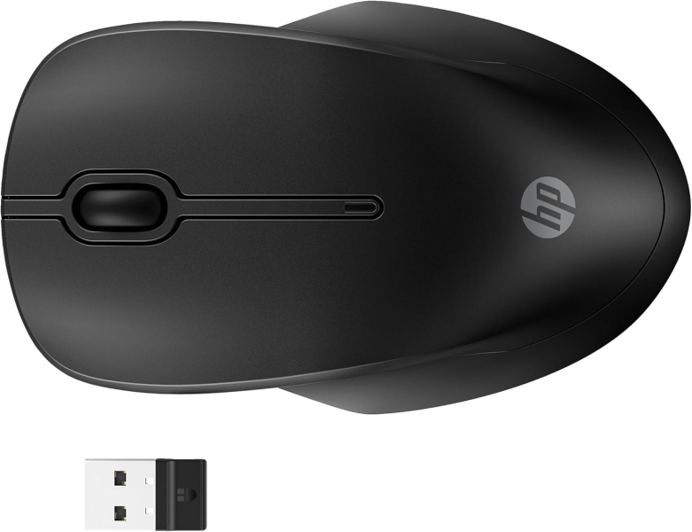 hp 255 raton inalambrico dual bluetooth/2.4ghz ambidiestro sensor optico 1600 dpi multi‑superficie autonomia hasta 12 meses laterales antideslizantes y clic silencioso usb‑a dongle incluido color negro
