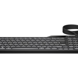 hp 405 teclado usb retroiluminado 12 teclas programables retroiluminacion led blanca con 3 niveles teclas silenciosas de perfil bajo inclinacion ajustable resistente a derrames color negro