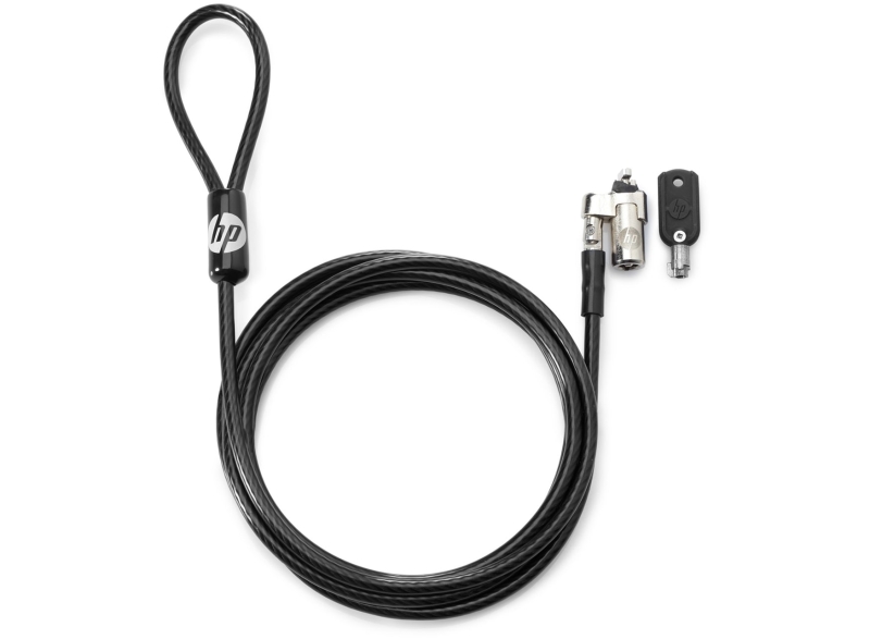 hp nano keyed cable antirrobo ranura nano cable de acero galvanizado 1.83m revestido en vinilo cabezal giratorio facil de instalar y compatible con equipos hp con ranura nano color negro
