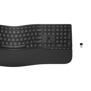 hp 685 combo teclado y raton inalambricos bluetooth 5.3 + 2.4ghz reposamuñecas y 3 angulos de inclinacion tecla copilot raton optico multi‑superficie 4000 dpi rueda 4d color negro