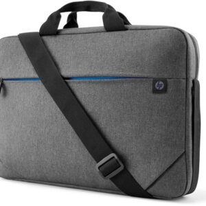 hp prelude topload maletin para portatil 15.6" compartimento acolchado exterior de nylon resistente bolsillos internos y externos asa doble y correa bandolera color gris