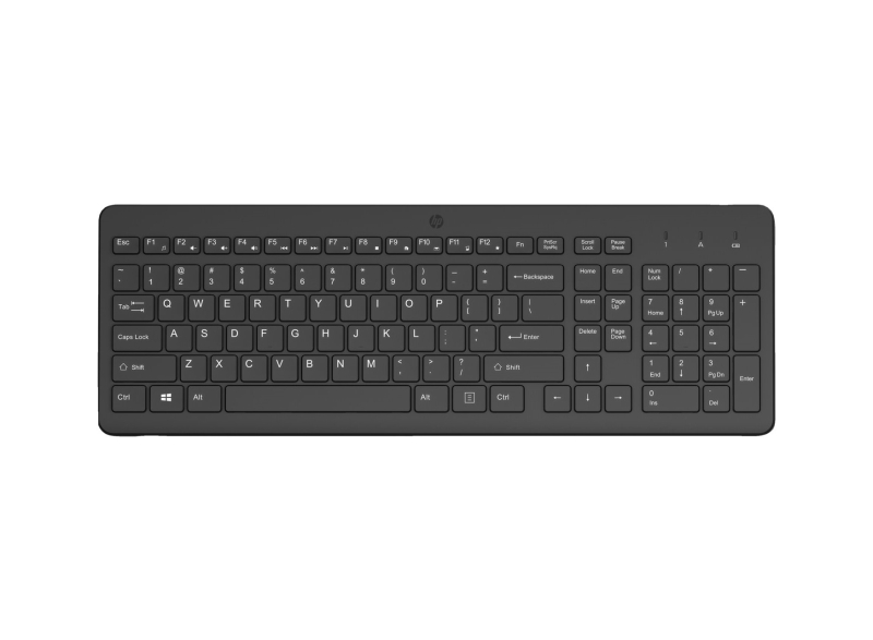 hp 225 teclado inalambrico 2.4ghz 12 atajos fn integrados indicadores led bloq num, bloq mayus y bateria autonomia hasta 16 meses color negro