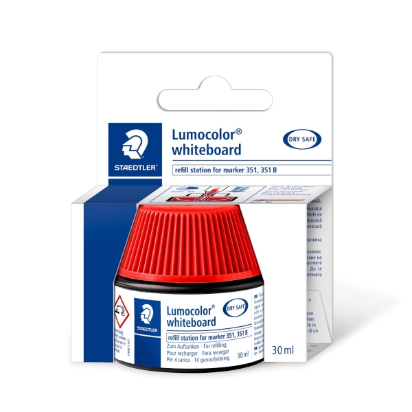 staedtler bote de tinta para recarga rotulador lumocolor 351 capacidad 30ml color rojo