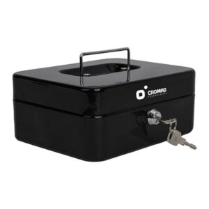 cromad cr1224 caja de caudales metalica cerradura de llave 3 compartimentos asa de transporte 90x200x160mm