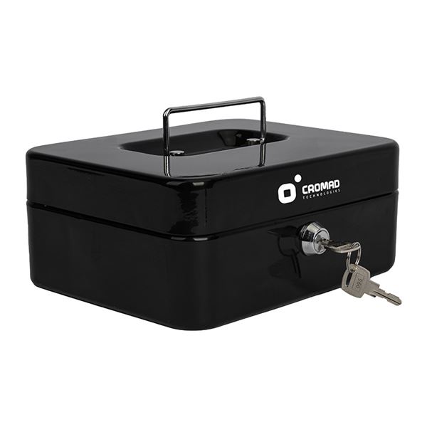 cromad cr1224 caja de caudales metalica cerradura de llave 3 compartimentos asa de transporte 90x200x160mm