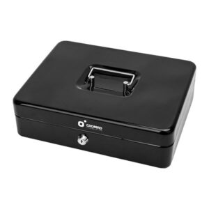 cromad cr1226 caja de caudales metalica cerradura de llave 5 compartimentos asa de transporte 90x300x240mm