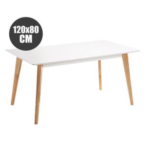 muvip mesa design d900 patas macizas de madera de haya superficie mdf espesor 18mm 120x80cm color blanco
