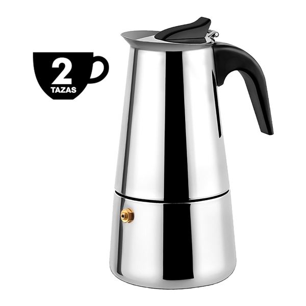 muvip cafetera italiana de acero inoxidable capacidad para 2 tazas compatible con diferentes tipos de cocinas asa ergonomica para un manejo seguro