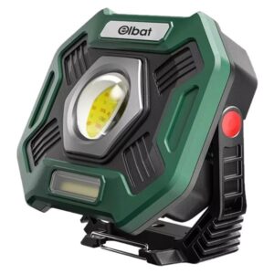 elbat foco recargable 20w luz fria, 6500k 2000 lumenes bateria 10000mah conector usb c funcion powerbank color negro/verde