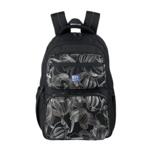 oxford dream tech floral print mochila escolar 25l 2 compartimentos y 10 bolsillos espalda ergonomica transpirable asas acolchadas y ajustables compartimento para portatil color negro
