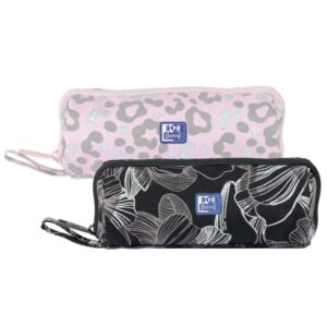 oxford dream tech estuche portatodo redondo apertura total 8 compartimentos goma kangoo acoplable a cuadernos y carpetas asa de transporte diseños animal print y floral print