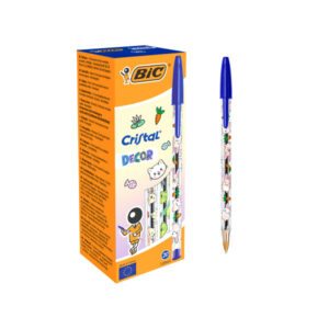 bic cristal decor kawaii boligrafo de bola cuerpo transparente con decoracion kawaii punta redonda de 1mm trazo 0.4mm tinta con base de aceite color de la tinta azul