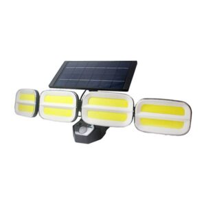 elbat foco solar cuadruple 800lm luz fria 6500k sensor de movimiento 4 baterias de 1200mah