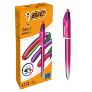bic 4 colours smooth gradient rosa boligrafo de bola retractil punta media de 1.0mm escritura un 40% mas suave 4 colores de tinta