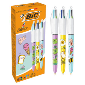 bic 4 colours decors kawaii boligrafo de bola retractil punta media de 1.0mm tinta con base de aceite cuerpo decorado con dibujos kawaii 4 colores de tinta