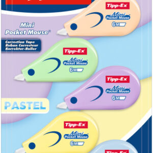 tipp ex mini pocket mouse pastel pack con 5 cintas correctoras 5mm x 6m resistente escritura instantanea
