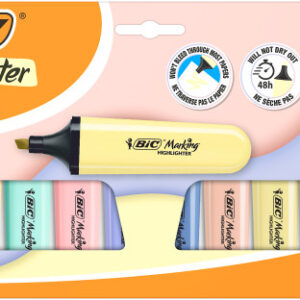 bic marking highlighter flat pastel pack de 10 marcadores fluorescentes punta biselada trazo entre 1.20 y 4.60 mm tinta con base de agua 4 colores pastel y 6 colores pastel mineral