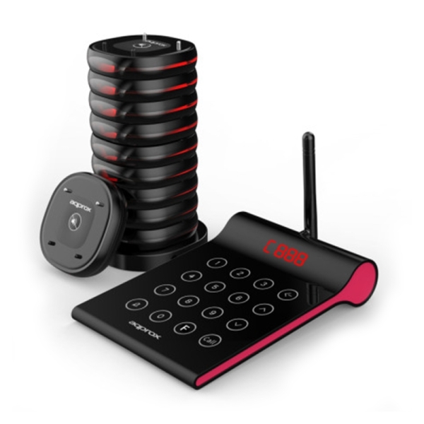 approx customer caller kit avisador de clientes base de carga 10 unidades 400m alcance transmisor con teclado tactil color negro