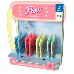pilot g 2 flow expositor con 48 boligrafos tinta de gel retractiles punta 0.7mm trazo 0.32mm recargable grip ergonomico colores surtidos