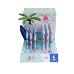 pilot pool party expositor de 12 boligrafos frixion ball + 12 boligrafos frixion ball clicker borrables recargables colores surtidos